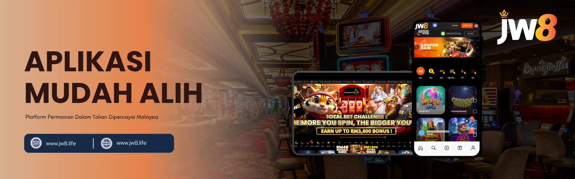 JW8 Aplikasi Mudah Alih Malaysia 2025 | Main Slot, Kasino & Sukan Pada Bila-bila Masa pada Telefon Anda Aplikasi Mudah Alih JW8 Malaysia – Pengalaman Pertaruhan Kasino dan Sukan Lancar pada Peranti iOS dan Android